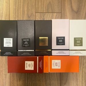 Tom Ford Bundle 7 total bottles with packaging.